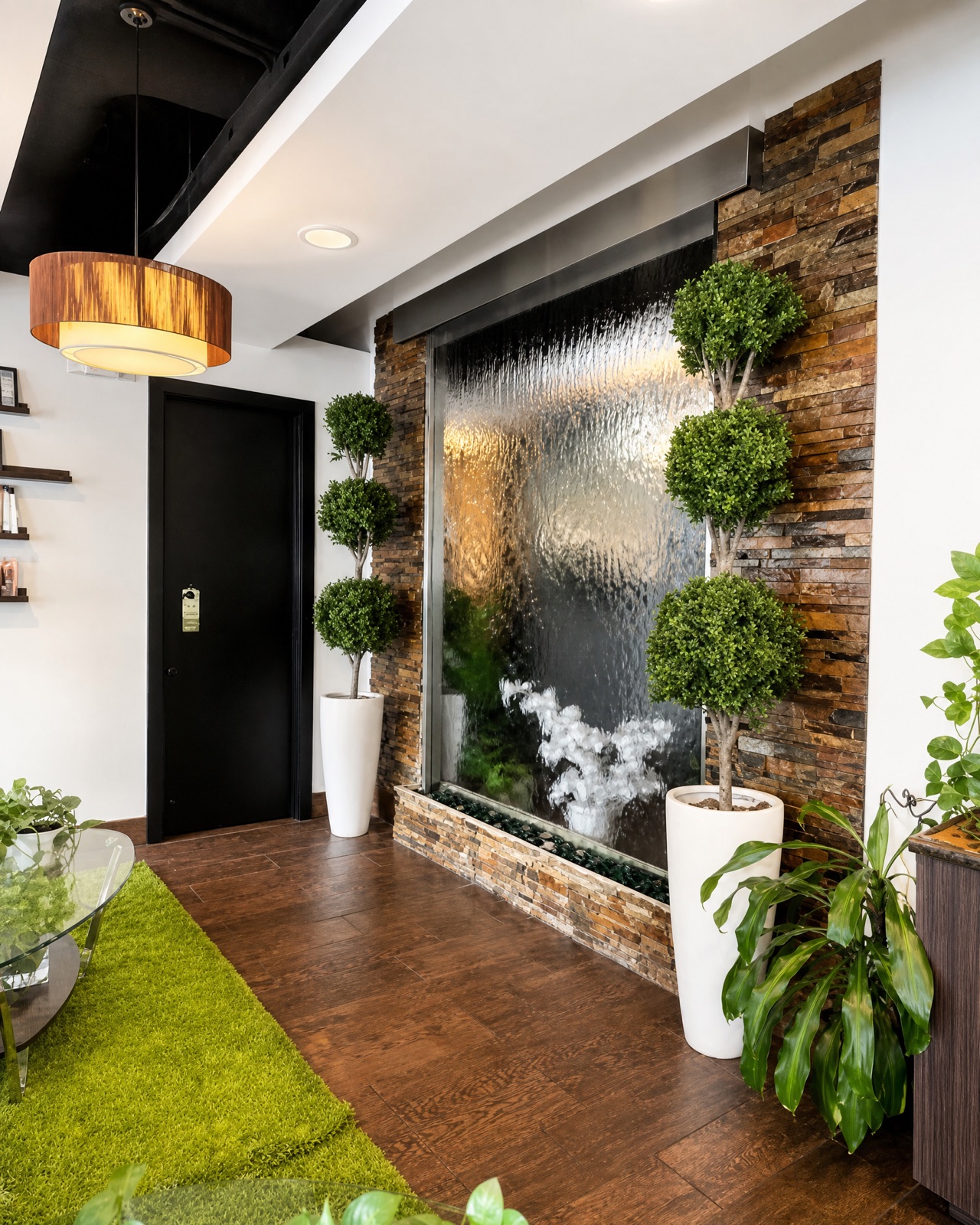 Thai Royal Massage Spa entry with water wall built by J&R Lam Construction